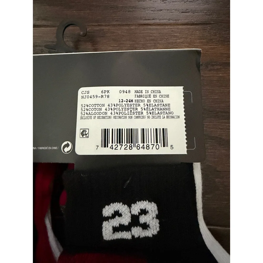 Jordan Infant Ankle Socks 6 Pack Red White Black 12-24 Months NJ0459-R78